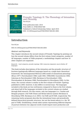 Prosodic Typology II The Phonology of Intonation and Phrasing Sun-Ah ...