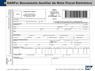  SAP AG 2007, Localização 6.0 / Educação Brasil / ‹#›
DANFe: Documento Auxiliar da Nota Fiscal Eletrônica
 
