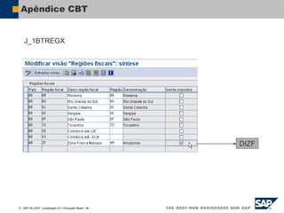  SAP AG 2007, Localização 6.0 / Educação Brasil / ‹#›
Apêndice CBT
DIZF
J_1BTREGX
 