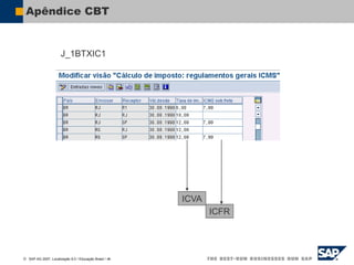  SAP AG 2007, Localização 6.0 / Educação Brasil / ‹#›
Apêndice CBT
ICVA
ICFR
J_1BTXIC1
 