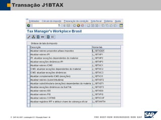  SAP AG 2007, Localização 6.0 / Educação Brasil / ‹#›
Transação J1BTAX
 