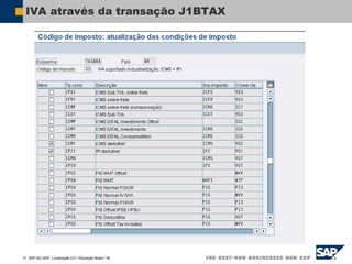  SAP AG 2007, Localização 6.0 / Educação Brasil / ‹#›
IVA através da transação J1BTAX
 