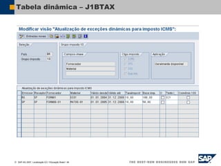  SAP AG 2007, Localização 6.0 / Educação Brasil / ‹#›
Tabela dinâmica – J1BTAX
 