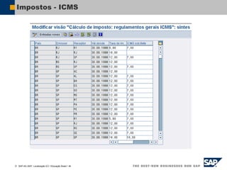  SAP AG 2007, Localização 6.0 / Educação Brasil / ‹#›
Impostos - ICMS
 