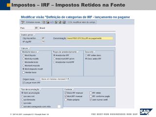  SAP AG 2007, Localização 6.0 / Educação Brasil / ‹#›
Impostos – IRF – Impostos Retidos na Fonte
 