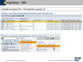  SAP AG 2007, Localização 6.0 / Educação Brasil / ‹#›
Impostos - ISS
Criação de grupo XX + 70 copiando o grupo 10
 