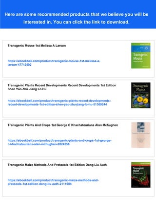 Transgenic Insects Techniques And Applications Mark Q Benedict | PDF
