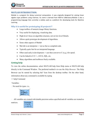 interfacing matlab with embedded systems | PDF