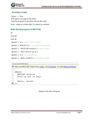 interfacing matlab with embedded systems | PDF