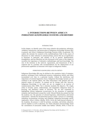 African Indigenous Knowledge And The Disciplines Gloria Emeagwali | PDF