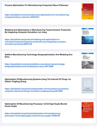 Manufacturing Optimization Through Intelligent Techniques R Saravanan | PDF