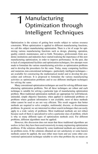 Manufacturing Optimization Through Intelligent Techniques R Saravanan | PDF