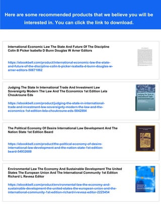 International Economic Law The State And Future Of The Discipline Colin ...
