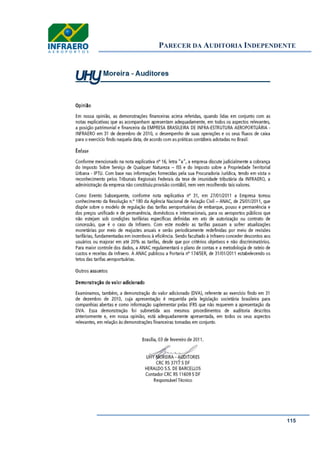 PARECER DA AUDITORIA INDEPENDENTE
115
 