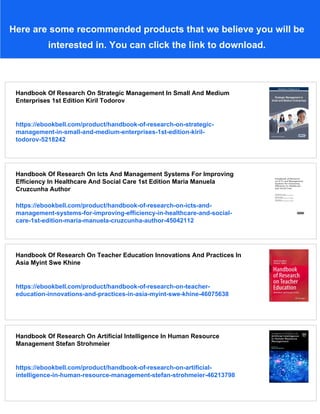 Handbook Of Research On Small Business And Entrepreneurship Elizabeth ...