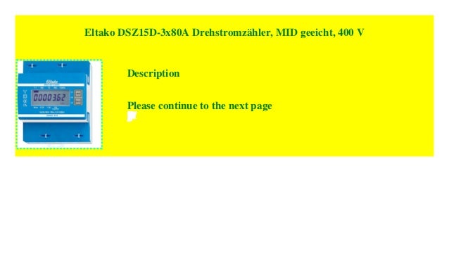 Eltako DSZ15D-3x80A Drehstromz/ähler MID geeicht 400 V