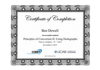 Ben Dewell
Principles of Convection II: Using Hodographs
Time to complete: .75 - 1.00 h
November 2, 2015
 