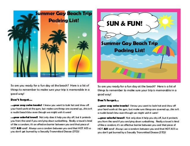 WeAreMembersOfThisCommunityorg 3 SUN FUN Summer Gay Beach Trip Packing List WeAreMembersOfThisCommunityorg 3 SUN FUN Summer Gay Beach Trip Packing List
