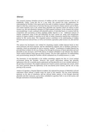 Midden Formation Process Daily Activities Diet And Resource Use At Neolithic Atalhyk ...
