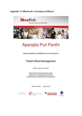 Appendix 11 (Blood safe e-learning certificate)
4S[IVIHF]8'4(* 
