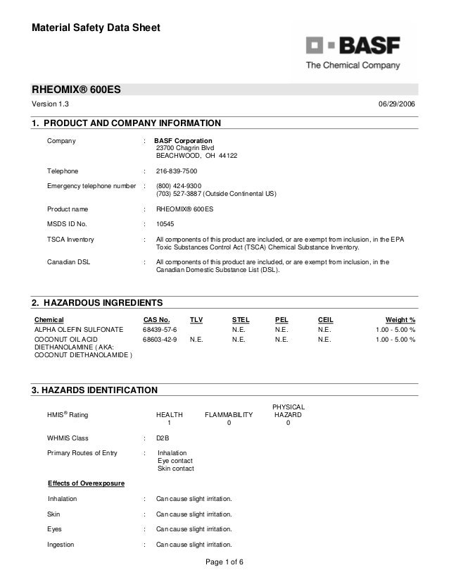 cde coconut oil diethanolamine data sheet basf data sheet