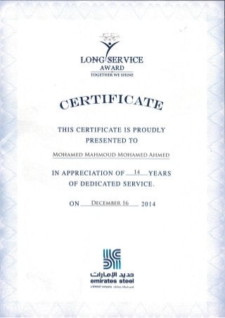 09 - Certificate of Appreciation - Long Service Award (14 Years) - Dec 2014