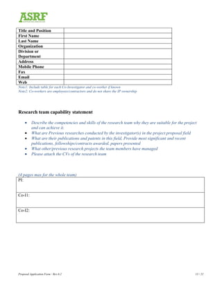 ASRF Application Form | PDF