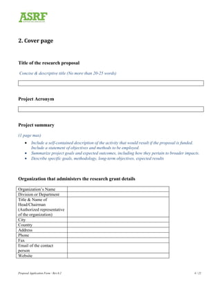 Asr Application Form ASRF Application Form | PDF