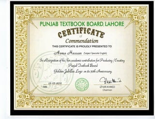 Punjab Textbook Board Certificate for logo