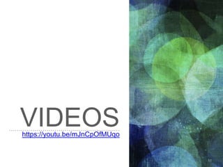 VIDEOS
11
https://youtu.be/mJnCpOfMUqo
 