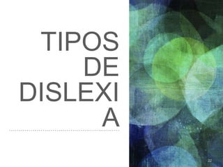 TIPOS
DE
DISLEXI
A
22
 