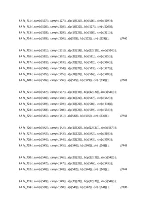 FA fa_711 ( .sum(s[527]),.carry(c[527]),.a(p[19][21]),.b( s[526]),.cin( c[519]) );
FA fa_712 ( .sum(s[528]),.carry(c[528]),.a(p[18][22]), .b( s[527]),.cin( c[520]) );
FA fa_713 ( .sum(s[529]),.carry(c[529]),.a(p[17][23]),.b( s[528]),.cin( c[521]) );
FA fa_714 ( .sum(s[530]),.carry(c[530]),.a(s[529]),.b( c[522]),.cin( c[523]) ); //P40
FA fa_715 ( .sum(s[531]),.carry(c[531]),.a(p[23][18]),.b( p[22][19]),.cin( c[524]) );
FA fa_716 ( .sum(s[532]),.carry(c[532]),.a(p[21][20]),.b( s[531]),.cin( c[525]) );
FA fa_717 ( .sum(s[533]),.carry(c[533]),.a(p[20][21]),.b( s[532]),.cin( c[526]) );
FA fa_718 ( .sum(s[534]),.carry(c[534]),.a(p[19][22]),.b( s[533]),.cin( c[527]) );
FA fa_719 ( .sum(s[535]),.carry(c[535]),.a(p[18][23]),.b( s[534]),.cin( c[528]) );
FA fa_720 ( .sum(s[536]),.carry(c[536]),.a(s[535]),.b( c[529]),.cin( c[530]) ); //P41
FA fa_721 ( .sum(s[537]),.carry(c[537]),.a(p[23][19]),.b( p[22][20]),.cin( c[531]) );
FA fa_722 ( .sum(s[538]),.carry(c[538]),.a(p[21][21]),.b( s[537]),.cin( c[532]) );
FA fa_723 ( .sum(s[539]),.carry(c[539]),.a(p[20][22]),.b( s[538]),.cin( c[533]) );
FA fa_724 ( .sum(s[540]),.carry(c[540]),.a(p[19][23]),.b( s[539]),.cin( c[534]) );
FA fa_725 ( .sum(s[541]),.carry(c[541]),.a(s[540]),.b( c[535]),.cin( c[536]) ); //P42
FA fa_726 ( .sum(s[542]),.carry(c[542]),.a(p[23][20]),.b( p[22][21]),.cin( c[537]) );
FA fa_727 ( .sum(s[543]),.carry(c[543]),.a(p[21][22]),.b( s[542]),.cin( c[538]) );
FA fa_728 ( .sum(s[544]),.carry(c[544]),.a(p[20][23]),.b( s[543]),.cin( c[539]) );
FA fa_729 ( .sum(s[545]),.carry(c[545]),.a(s[544]),.b( c[540]),.cin( c[541]) ); //P43
FA fa_730 ( .sum(s[546]),.carry(c[546]),.a(p[23][21]),.b( p[22][22]),.cin( c[542]) );
FA fa_731 ( .sum(s[547]),.carry(c[547]),.a(p[21][23]),.b( s[546]),.cin( c[543]) );
FA fa_732 ( .sum(s[548]),.carry(c[548]),.a(s[547]),.b( c[544]),.cin( c[545]) ); //P44
FA fa_733 ( .sum(s[549]),.carry(c[549]),.a(p[23][22]),.b( p[22][23]),.cin( c[546]) );
FA fa_734 ( .sum(s[550]),.carry(c[550]),.a(s[549]),.b( c[547]),.cin( c[548]) ); //P45
 