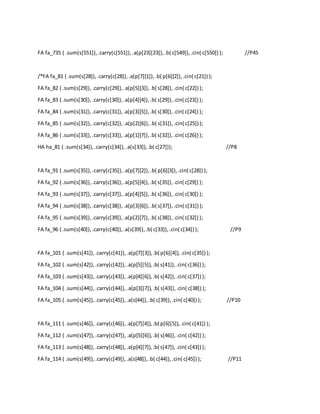 FA fa_735 ( .sum(s[551]),.carry(c[551]),.a(p[23][23]),.b( c[549]),.cin( c[550]) ); //P45
/*FA fa_81 ( .sum(s[28]),.carry(c[28]),.a(p[7][1]),.b( p[6][2]),.cin( c[21]) );
FA fa_82 ( .sum(s[29]), .carry(c[29]),.a(p[5][3]),.b( s[28]),.cin( c[22]) );
FA fa_83 ( .sum(s[30]),.carry(c[30]),.a(p[4][4]),.b( s[29]),.cin( c[23]) );
FA fa_84 ( .sum(s[31]),.carry(c[31]),.a(p[3][5]),.b( s[30]),.cin( c[24]) );
FA fa_85 ( .sum(s[32]),.carry(c[32]),.a(p[2][6]),.b( s[31]),.cin( c[25]) );
FA fa_86 ( .sum(s[33]),.carry(c[33]),.a(p[1][7]),.b( s[32]),.cin( c[26]) );
HA ha_81 ( .sum(s[34]),.carry(c[34]),.a(s[33]),.b( c[27])); //P8
FA fa_91 ( .sum(s[35]),.carry(c[35]),.a(p[7][2]),.b( p[6][3]),.cin( c[28]) );
FA fa_92 ( .sum(s[36]),.carry(c[36]),.a(p[5][4]),.b( s[35]),.cin( c[29]) );
FA fa_93 ( .sum(s[37]),.carry(c[37]),.a(p[4][5]),.b( s[36]),.cin( c[30]) );
FA fa_94 ( .sum(s[38]),.carry(c[38]),.a(p[3][6]),.b( s[37]),.cin( c[31]) );
FA fa_95 ( .sum(s[39]),.carry(c[39]),.a(p[2][7]),.b( s[38]),.cin( c[32]) );
FA fa_96 ( .sum(s[40]),.carry(c[40]),.a(s[39]),.b( c[33]),.cin( c[34]) ); //P9
FA fa_101 ( .sum(s[41]),.carry(c[41]),.a(p[7][3]),.b( p[6][4]),.cin( c[35]) );
FA fa_102 ( .sum(s[42]),.carry(c[42]),.a(p[5][5]),.b( s[41]),.cin( c[36]) );
FA fa_103 ( .sum(s[43]),.carry(c[43]),.a(p[4][6]),.b( s[42]),.cin( c[37]) );
FA fa_104 ( .sum(s[44]),.carry(c[44]), .a(p[3][7]),.b( s[43]),.cin( c[38]) );
FA fa_105 ( .sum(s[45]),.carry(c[45]),.a(s[44]),.b( c[39]),.cin( c[40]) ); //P10
FA fa_111 ( .sum(s[46]),.carry(c[46]),.a(p[7][4]),.b( p[6][5]),.cin( c[41]) );
FA fa_112 ( .sum(s[47]),.carry(c[47]),.a(p[5][6]),.b( s[46]),.cin( c[42]) );
FA fa_113 ( .sum(s[48]),.carry(c[48]),.a(p[4][7]),.b( s[47]),.cin( c[43]) );
FA fa_114 ( .sum(s[49]),.carry(c[49]),.a(s[48]),.b( c[44]),.cin( c[45]) ); //P11
 