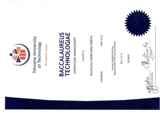 BTtech Operatons Man. certificate