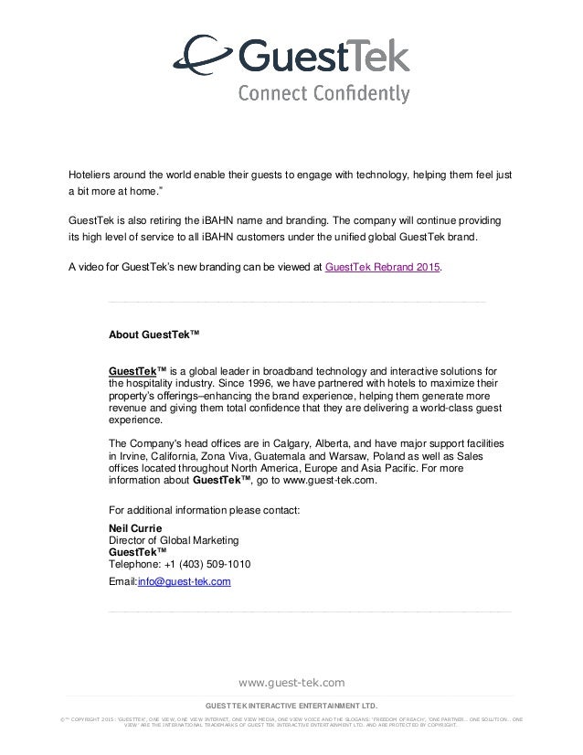 GuestTek Unveils its New Branding PR May 2015