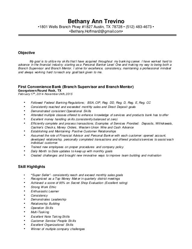 relationship banker resume
