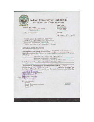 Statement of Degree Result