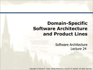 Domain-Specific Software Architecture and Product Lines Software Architecture Lecture 24  