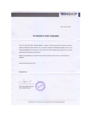 Internship Certificate | PDF