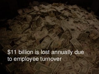 $11 billion is lost annually due
to employee turnover
 