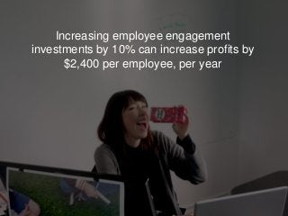 Increasing employee engagement
investments by 10% can increase profits by
$2,400 per employee, per year
 