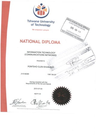 National diploma -Certificate