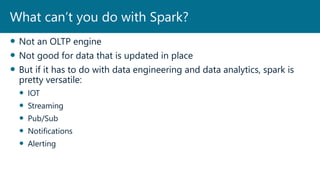  Not an OLTP engine
 Not good for data that is updated in place
 But if it has to do with data engineering and data ana...