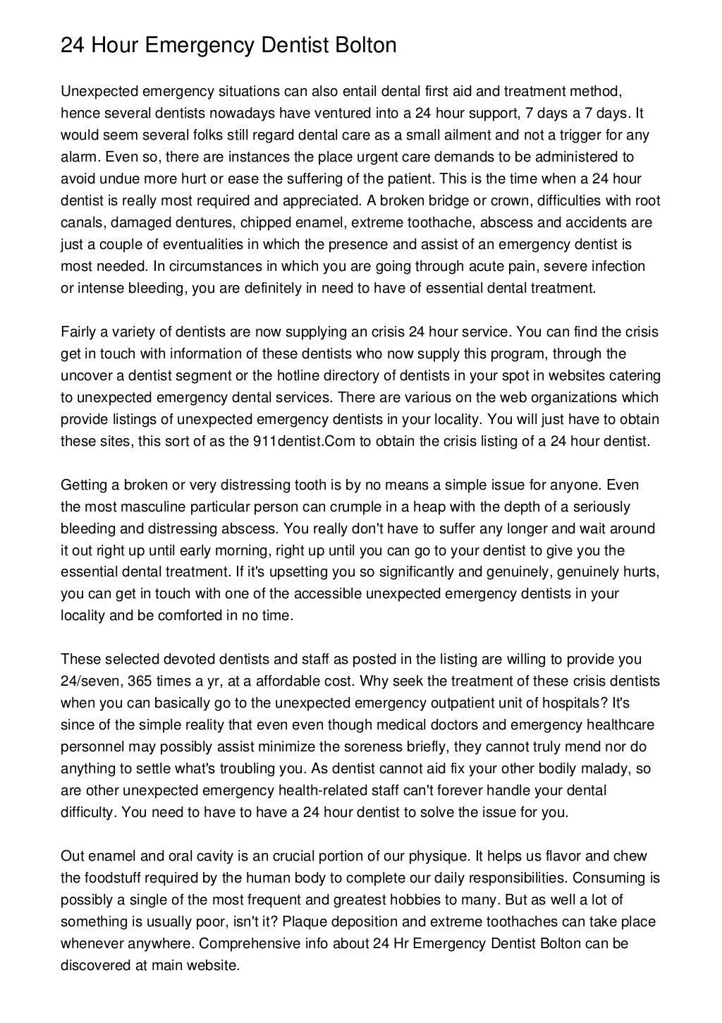 24 Hour Emergency Dentist Bolton