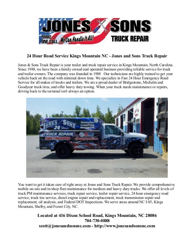 24 hour road service kings mountain nc jones and sons truck repair
