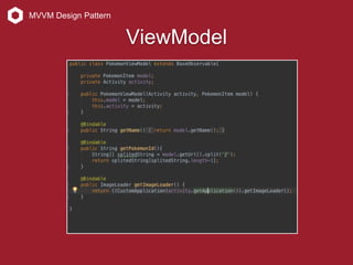 MVVM Design Pattern
ViewModel
 