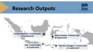 Research Outputs
Bali : 3 manuscripts
& 3 policy brief
East Nusa Tenggara : 3 manuscripts
& 1 policy brief
South Sulawesi ...