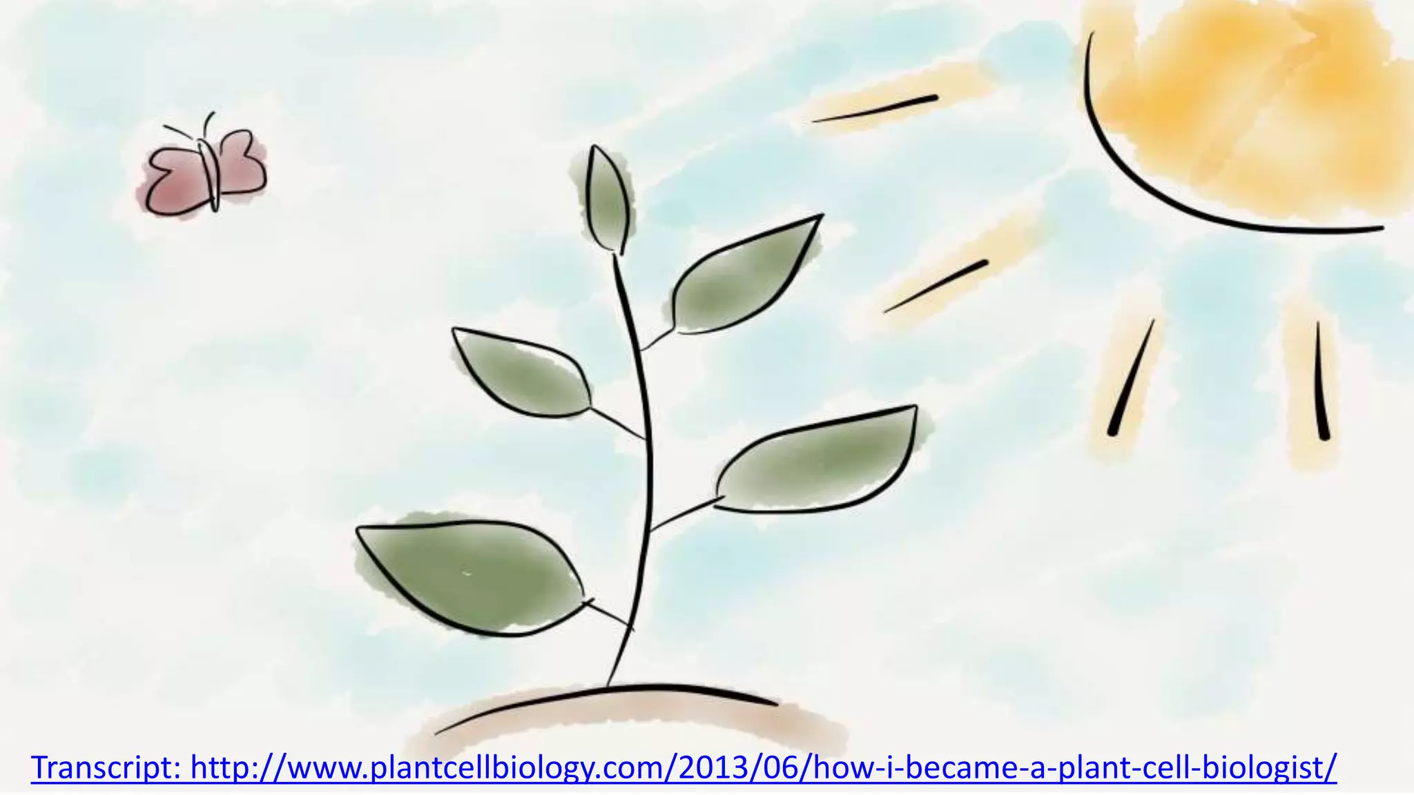 Transcript: http://www.plantcellbiology.com/2013/06/how-i-became-a-plant-cell-biologist/
 