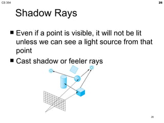 Shadow Rays Light Rays Behind Character CS 354 Ray Casting & Tracing | PPT