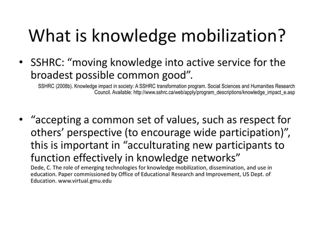 How to write a knowledge mobilization plan | PPTX | Education